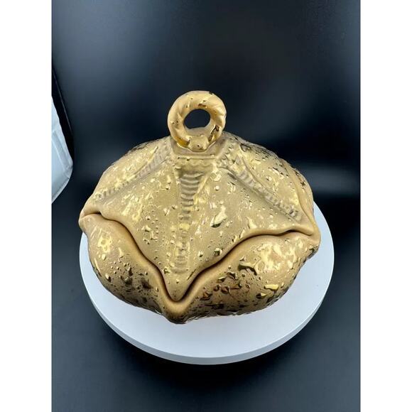 Mid Century Weeping Gold Piece - Footed, Lidded Dish - Picture 2 of 7